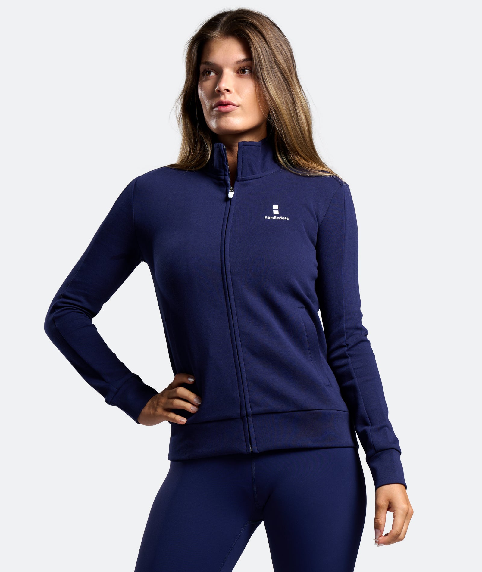nordicdots off court jacket navy women apparel tennis padel outwear blue zipper