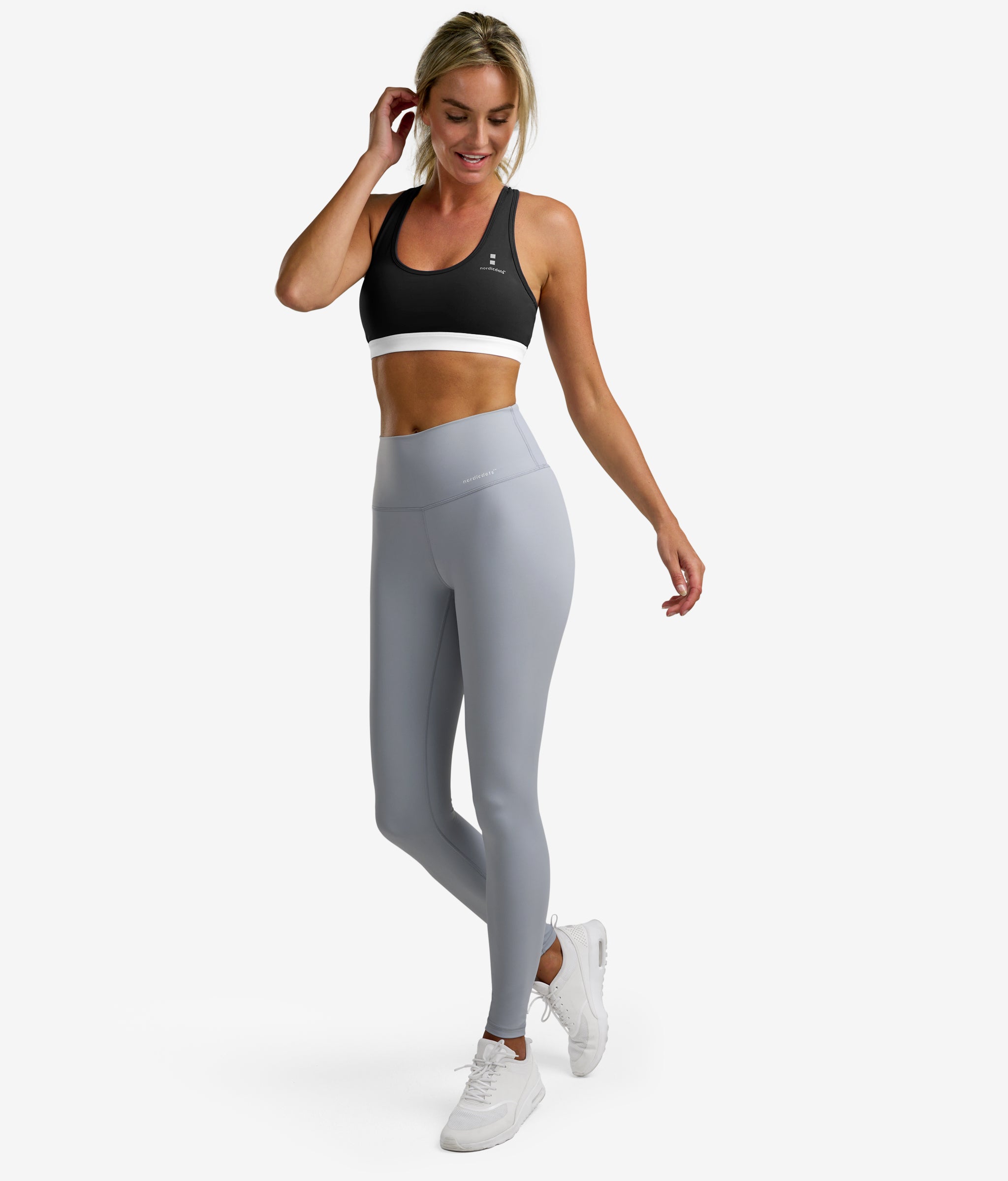 nordicdots leggings for tennis and padel in light grey color
