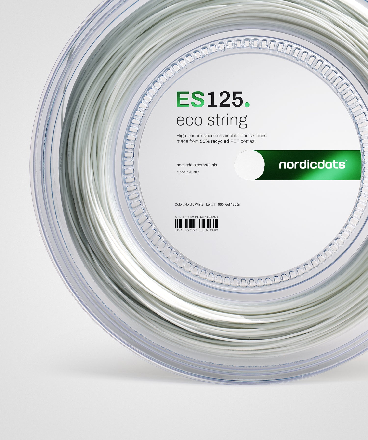 ES125. Eco String - Nordic White - 200m Reel tennis strings nordicdots.com