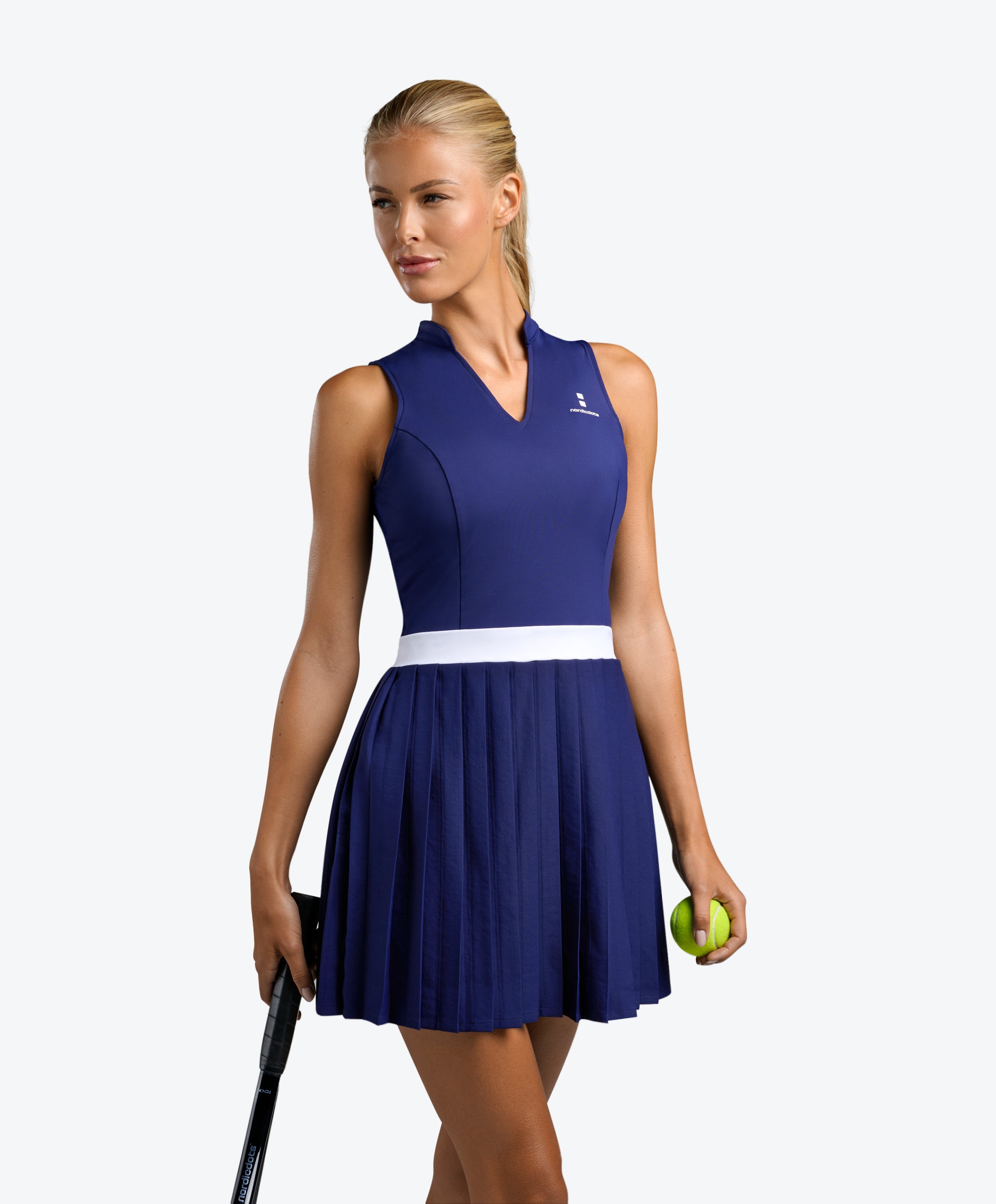 Elegance Dress for tennis, padel, golf from Nordicdots in navy blue color.