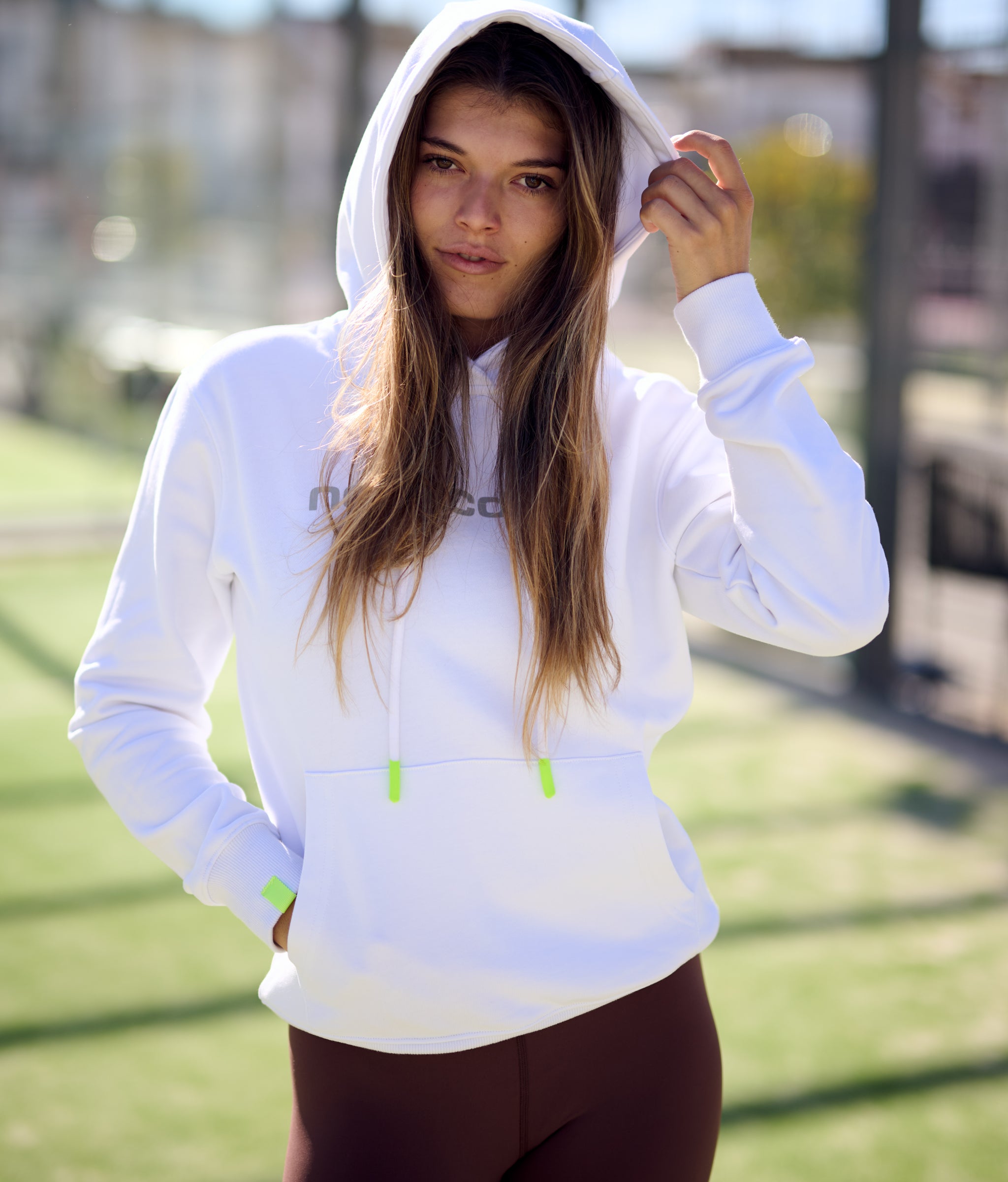 nordicdots women white hoodie tennis