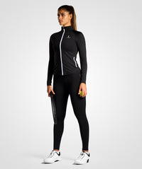 nordicdots long sleeve jacket in black colour for women tennis padel fitness compression nordicdots.com