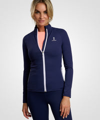 nordicdots long sleeve jacket in navy blue for women tennis padel fitness compression nordicdots.com