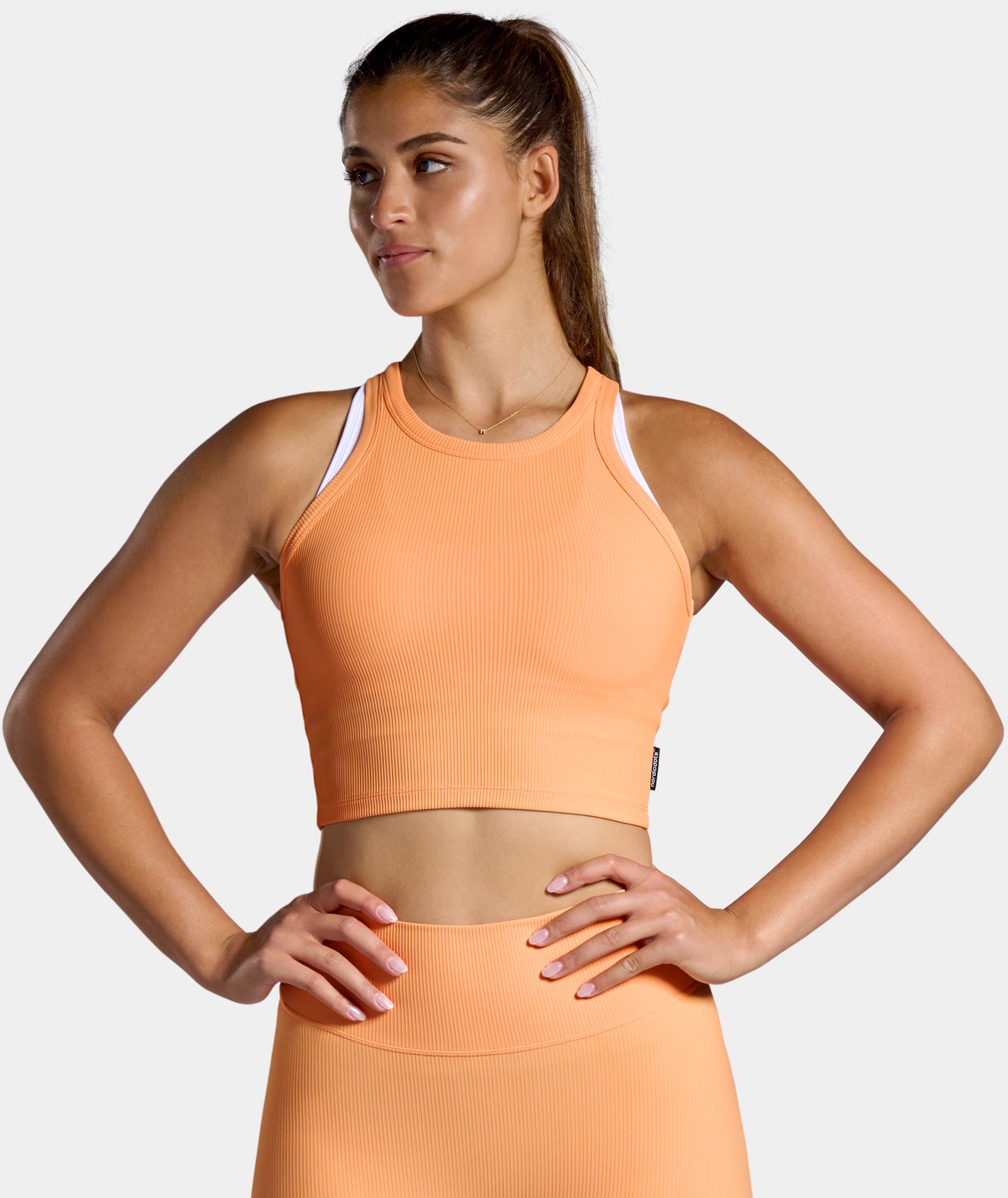 nordicdots cropped orange tank-top for fitness tennis and padel