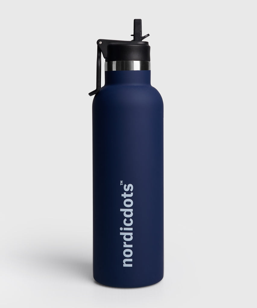 nordicdots sport water bottle navy blue