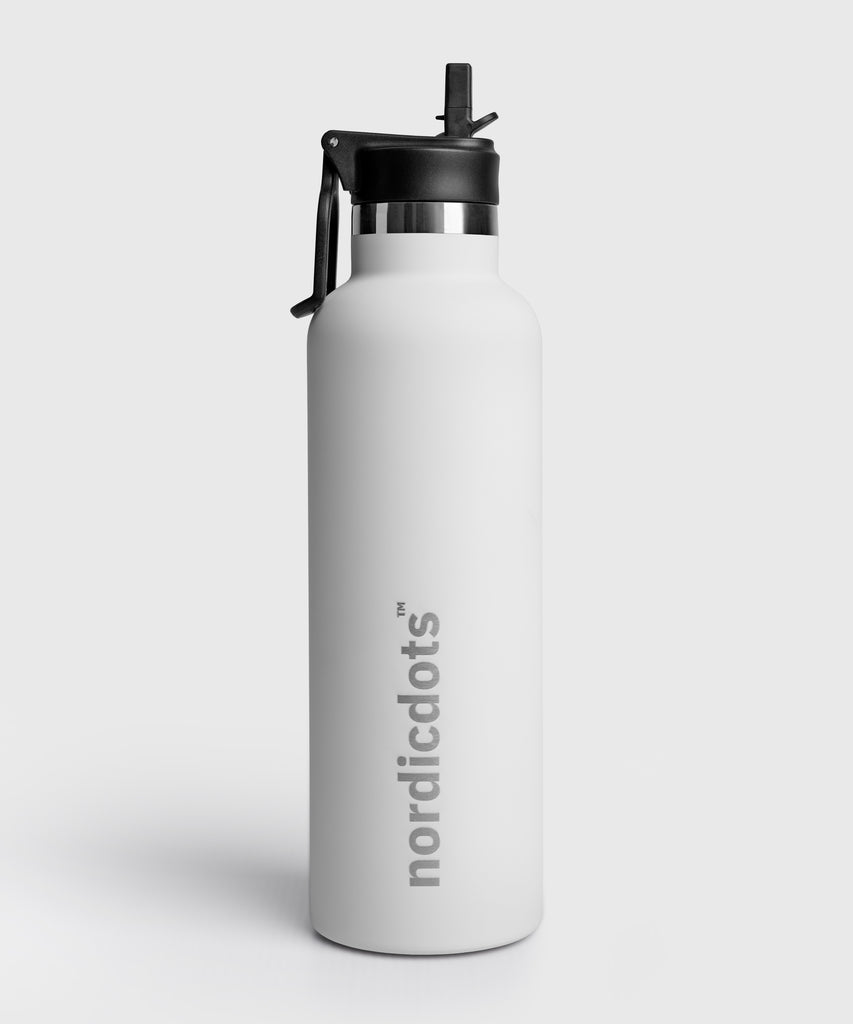 nordicdots sport water bottle white